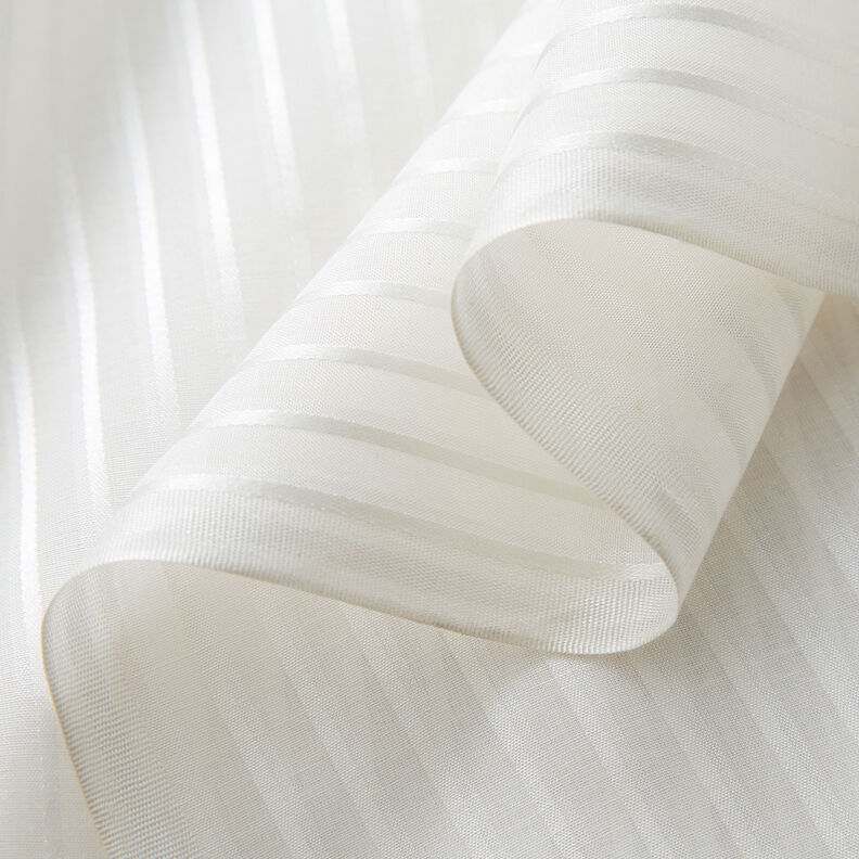 Voile Mistura de seda Riscas de cetim – branco,  image number 3