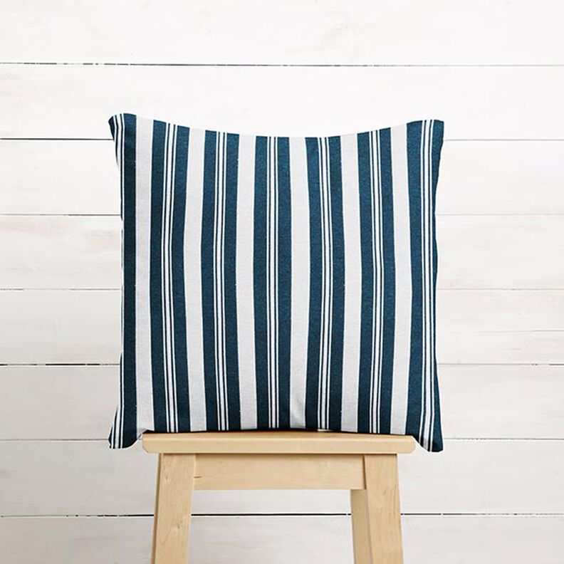 Tecido para decoração Jacquard Riscas – azul-oceano/branco,  image number 6