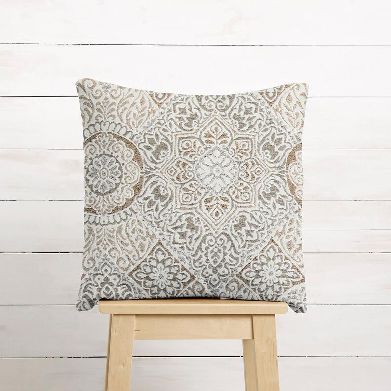 Tecido para decoração Jacquard Azulejos elegantes – anémona/bege claro,  image number 6