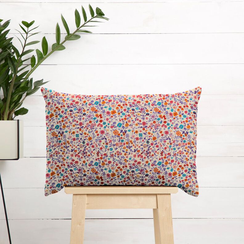 Tecido de algodão Popelina Flores coloridas – bege claro/lavanda,  image number 6