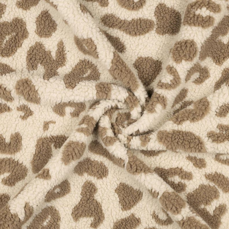 Tecido de pel&uacute;cia Teddy Leopardo &ndash; natural/taupe escuro,  image number 3