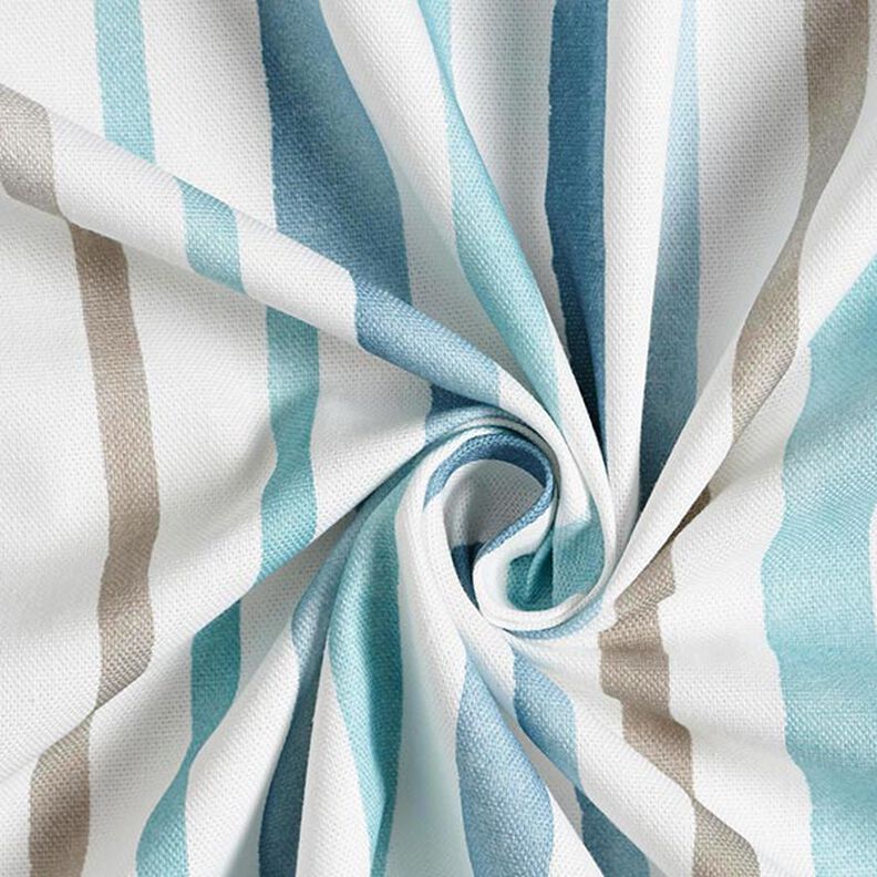 Tecido para decoração Meio linho Panamá Aguarelas Riscas – branco/azul,  image number 3