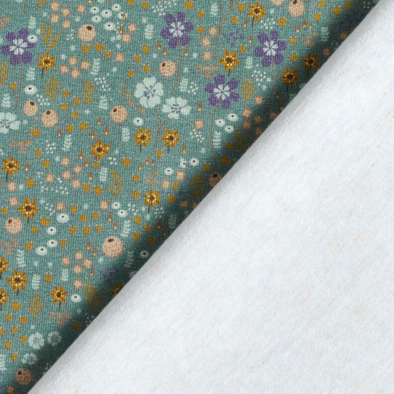 Jersey de algodão Prado de flores na floresta Impressão Digital – verde amarelado,  image number 4