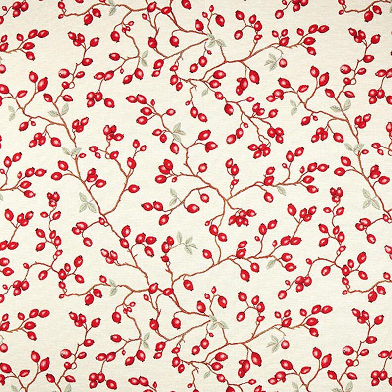 Tecido para decoração Gobelina Rosa mosqueta – bege claro/vermelho,  image number 1