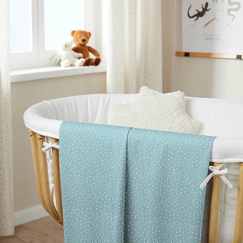 Musselina/ Tecido plissado duplo Pintinhas – azul-pomba,  image number 8