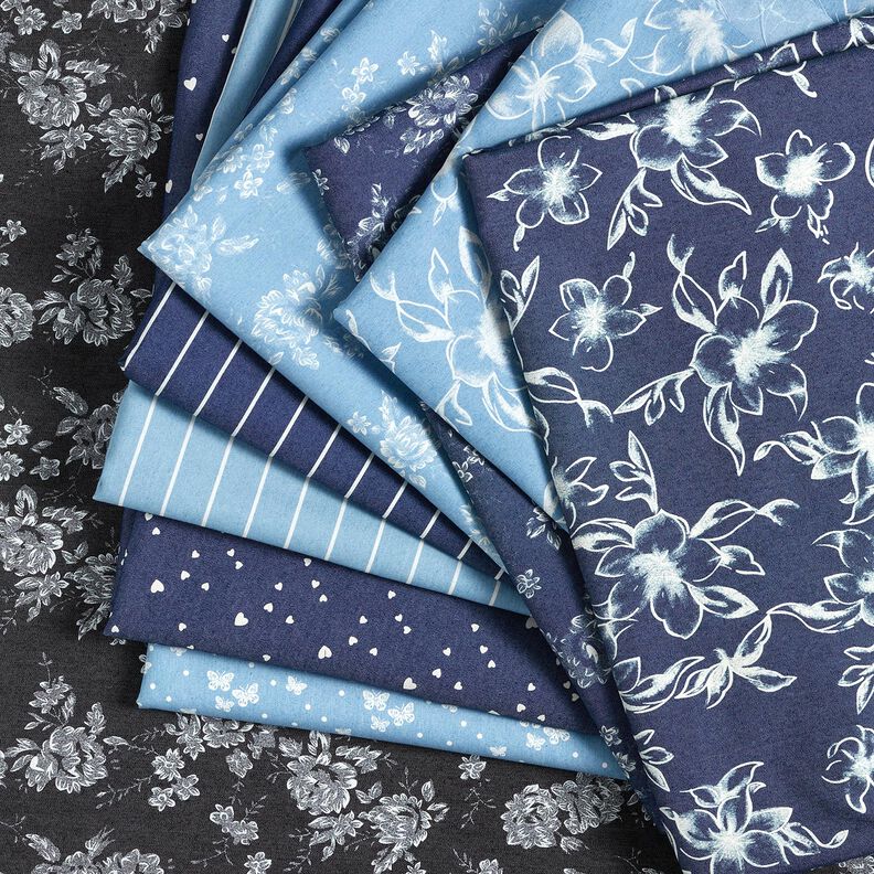 Chambray Pequenos corações – azul-marinho/branco sujo,  image number 5