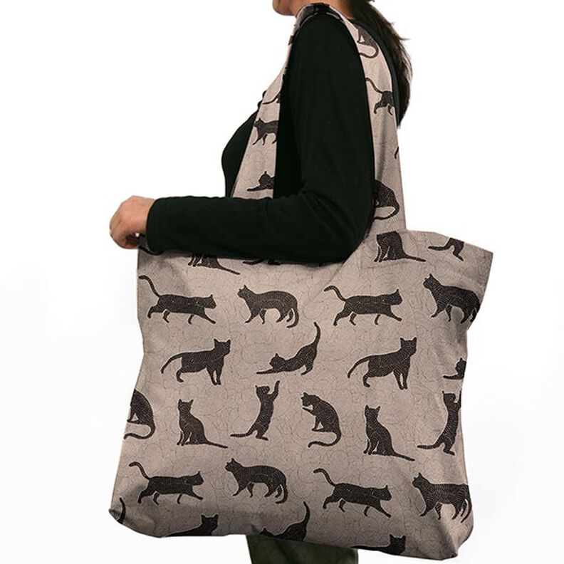 Tecido para decoração Meio linho Panamá Gatos – preto,  image number 7