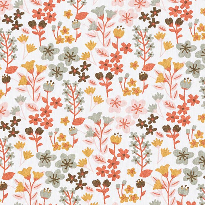 Tecido de algodão Cretone Flores delicadas – laranja/branco,  image number 1