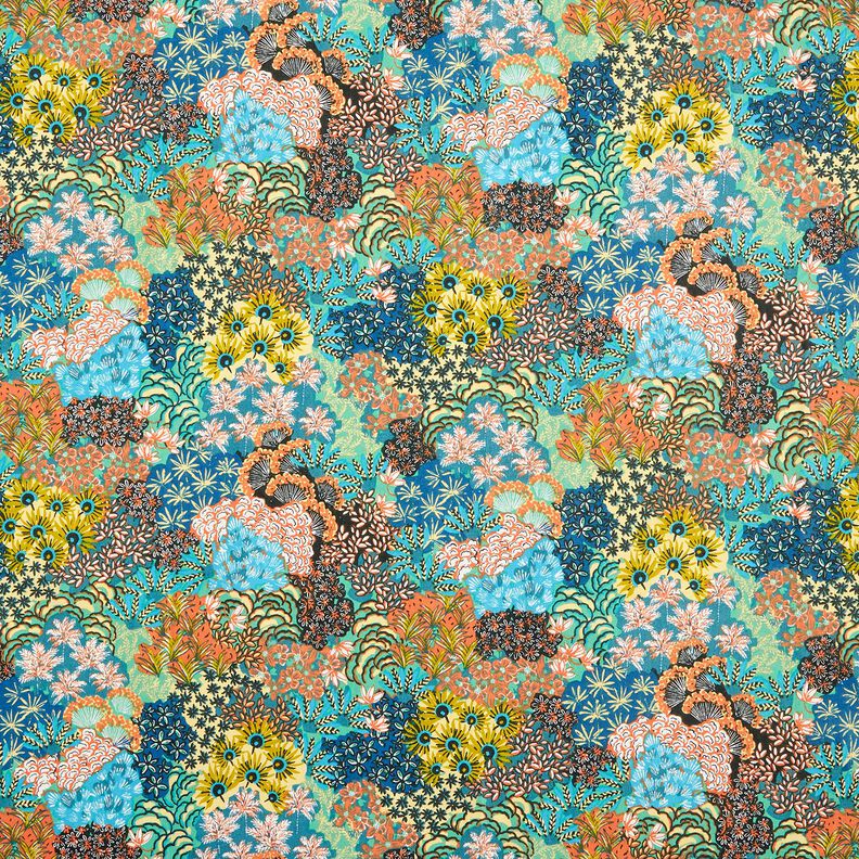 Algodão revestido Mar de flores – azul-oceano/terracota,  image number 1