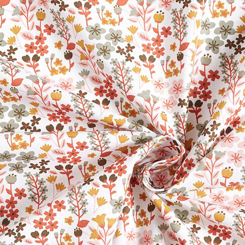Tecido de algodão Cretone Flores delicadas – laranja/branco,  image number 3