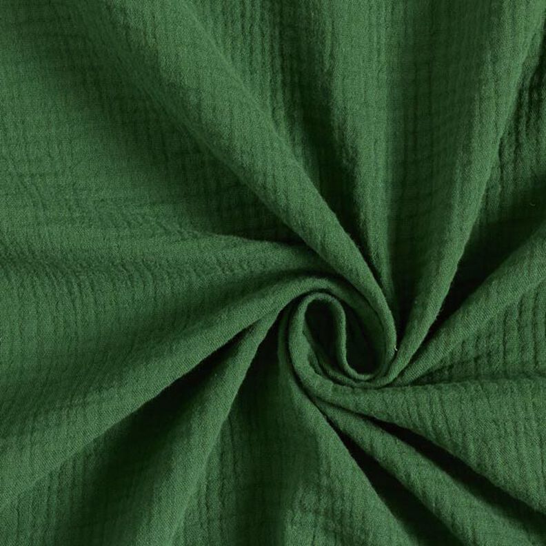 GOTS Musselina/ Tecido plissado duplo | Tula – verde escuro,  image number 1