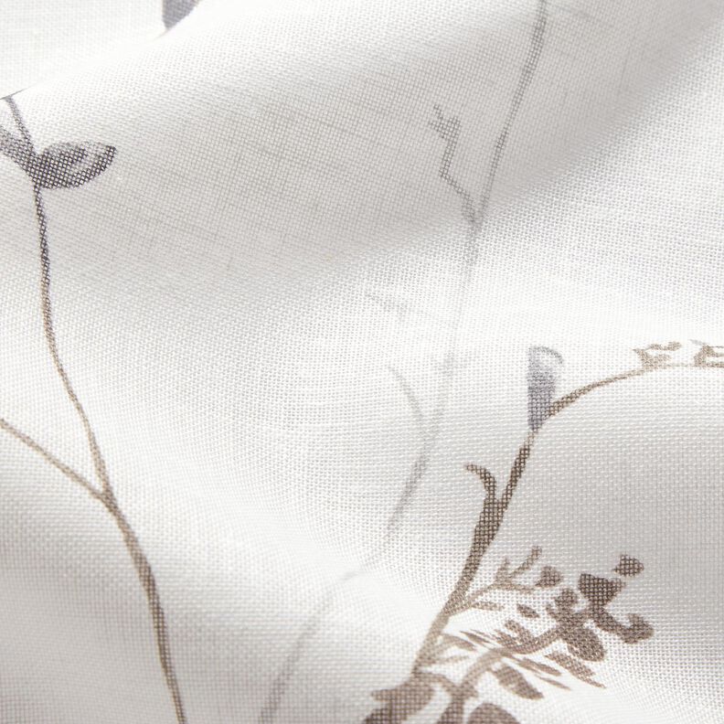 Tecido para cortinados Voile Ramos delicados – branco/cinzento-prateado,  image number 5