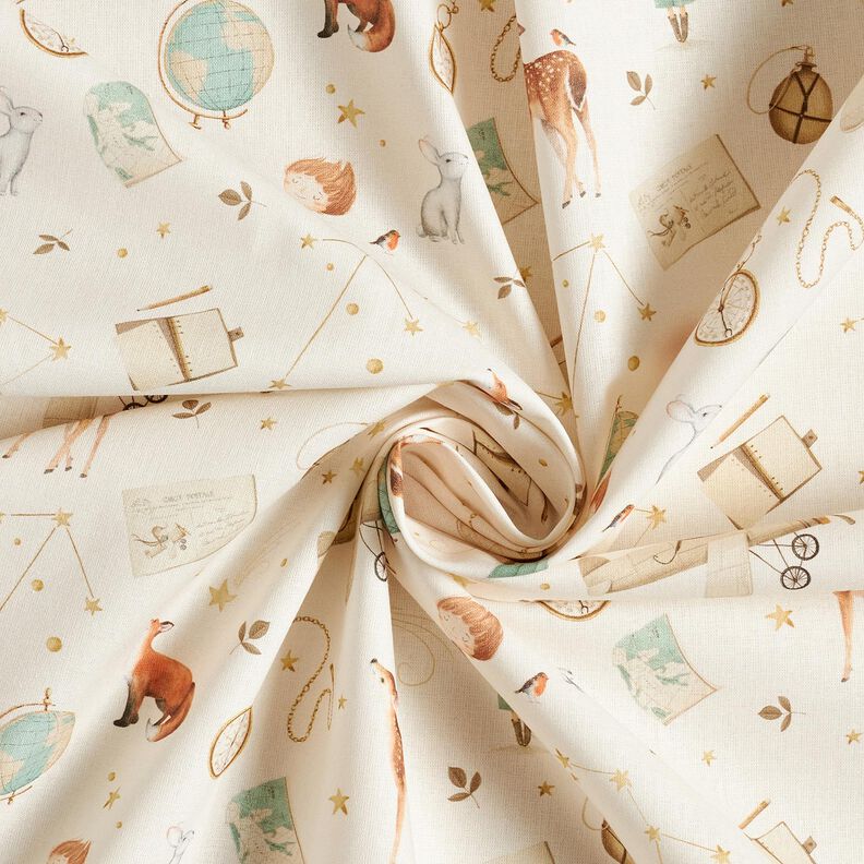 Popelina de algodão Pequeno explorador Impressão Digital – marfim,  image number 3