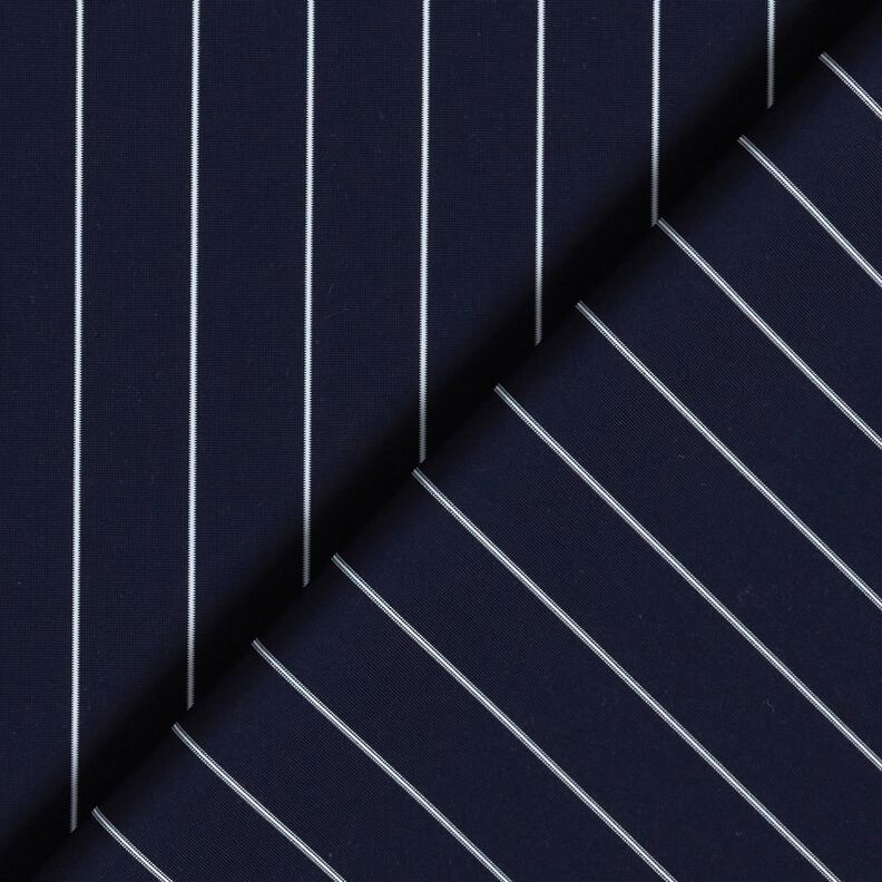 Tecido para calças Stretch Riscas de giz – azul-noite/branco,  image number 4