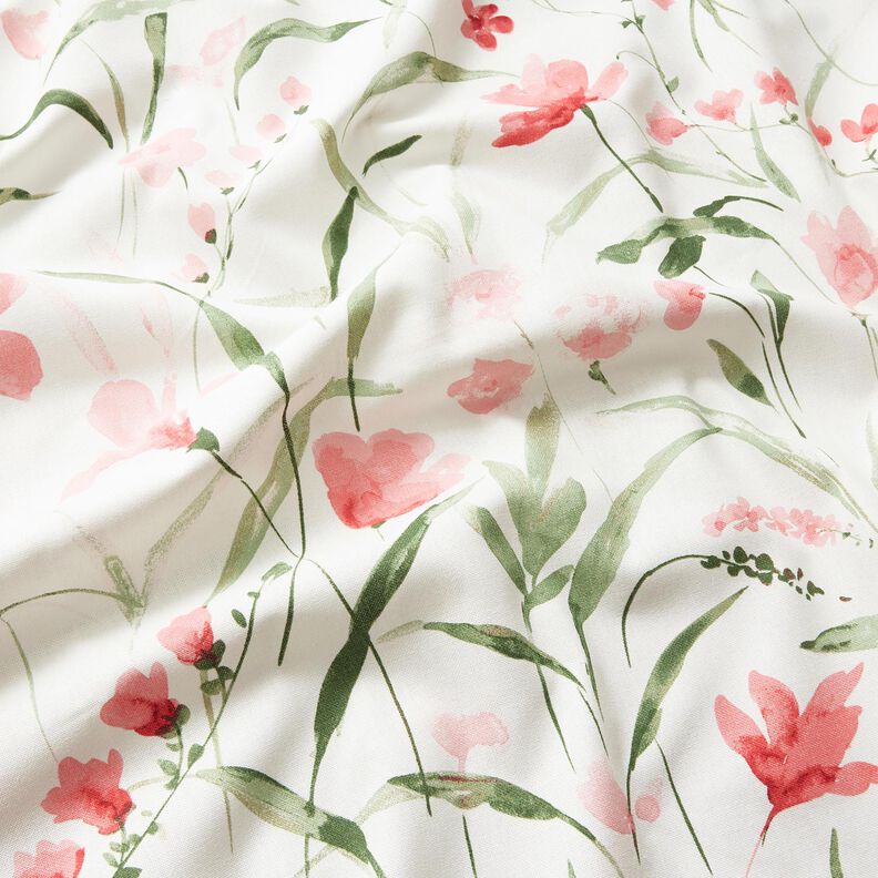 Tecido para decora&ccedil;&atilde;o Meio linho Panam&aacute; Fr&eacute;sias &ndash; marfim/rosa-claro,  image number 2