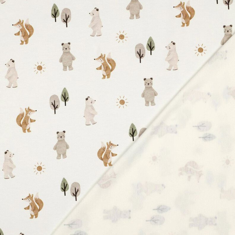 Jersey de algodão Animais na floresta Impressão Digital | Poppy Fabrics – marfim/anémona,  image number 4
