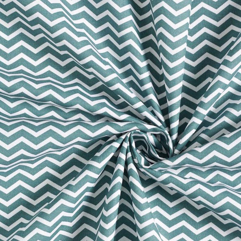Tecido de algodão Cretone Ziguezague – verde escuro/branco,  image number 4