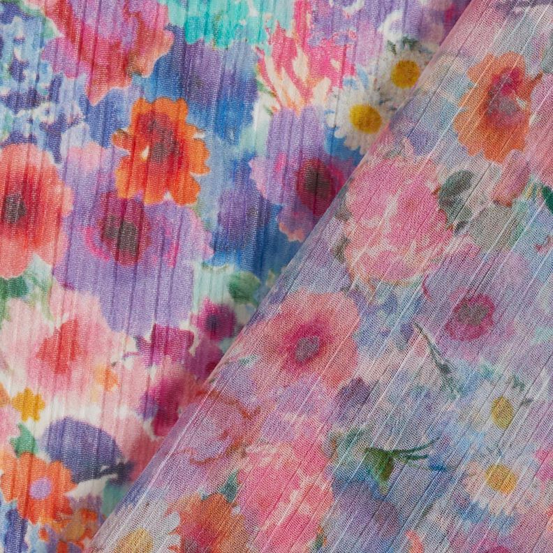 Crepe Chiffon Prado de flores – pink/azul,  image number 4
