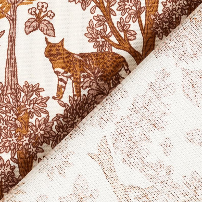 Tecido para decoração Meio linho Panamá Animais na floresta – branco/cor de caramelo,  image number 4