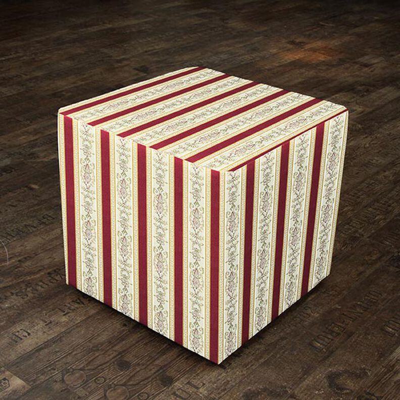 Tecido para mobiliário Jacquard Biedermeier Riscas – creme/vermelho,  image number 6