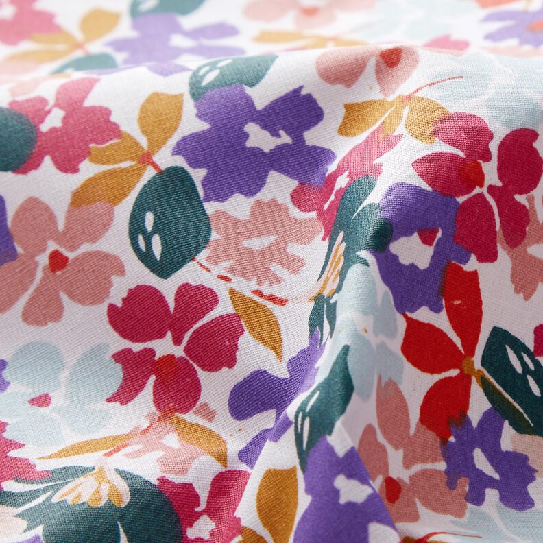 Algodão revestido Flores pastel – branco/roxo,  image number 3