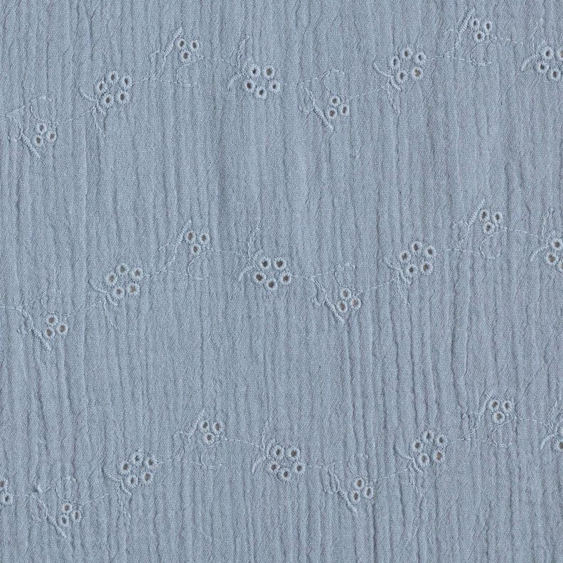Musselina/ Tecido plissado duplo Bordado inglês Gavinhas florais – cinza claro,  image number 1