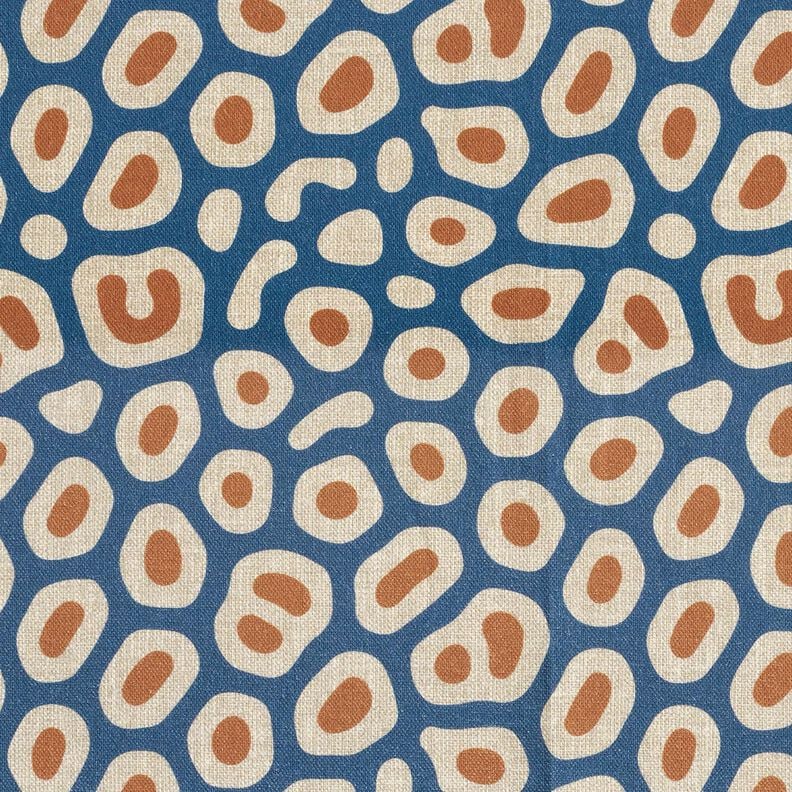 Tecido para decoração Meio linho Panamá Padrão Leo abstrato – azul/caju,  image number 1