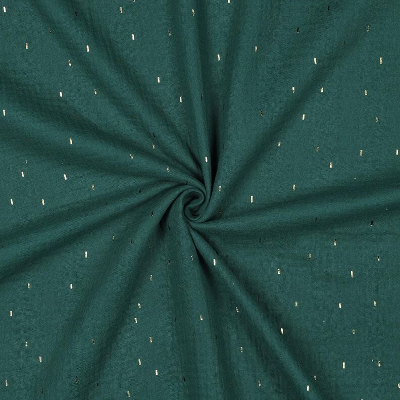 Musselina/ Tecido plissado duplo Retangular Estampado prateado | Poppy Fabrics – pinheiro azul/ouro,  image number 3