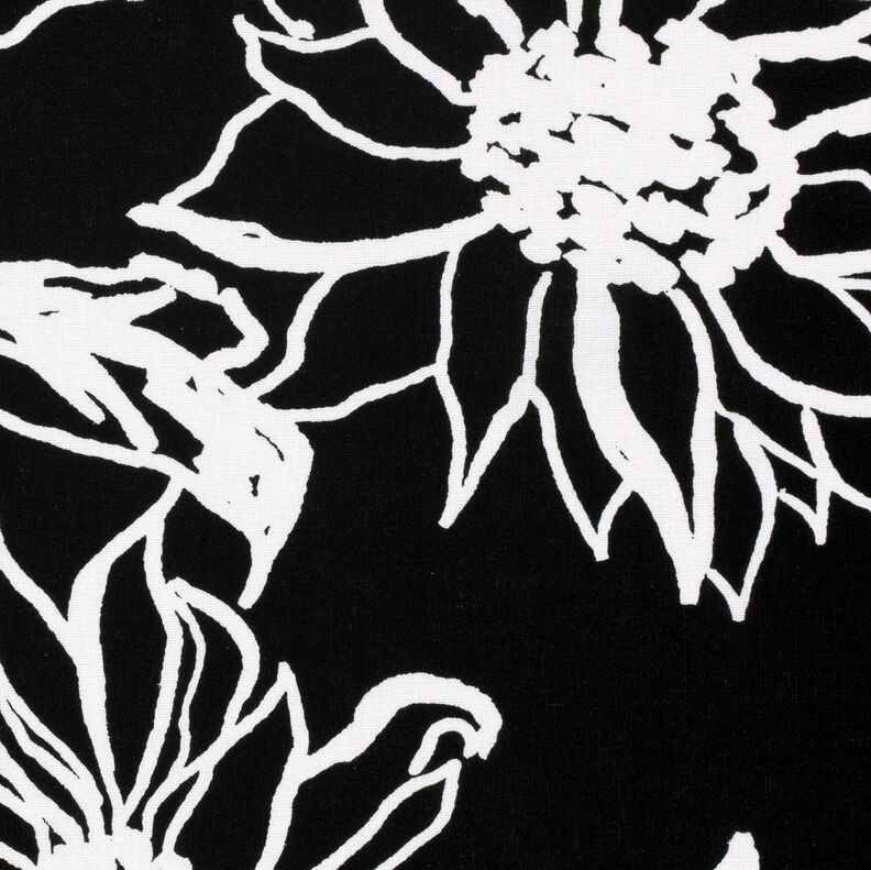 Mix de linho e viscose Girassóis abstratos – preto/branco,  image number 5