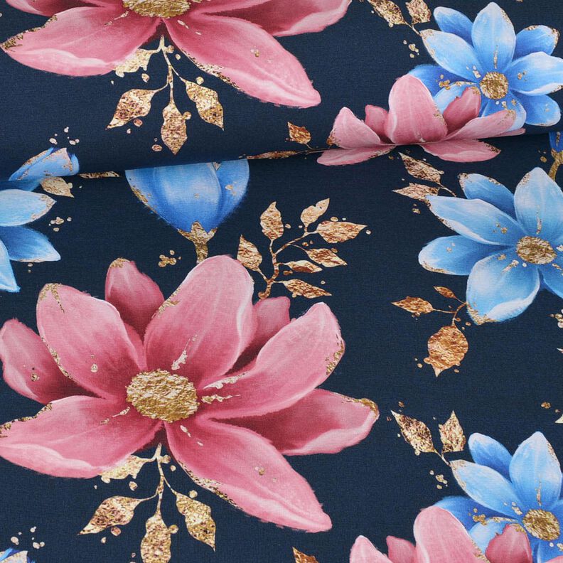 Jersey de algodão Dreamflowers | Glitzerpüppi – azul-marinho,  image number 2