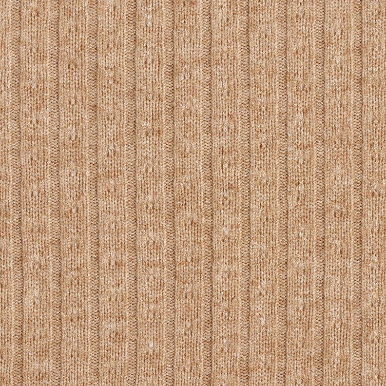 Tecido de malha Ajour Riscas brilhantes requintadas – castanho claro,  image number 1