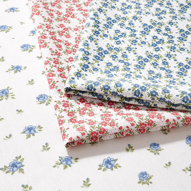 Popelina de algodão Rosas delicadas – azul claro/branco,  image number 6