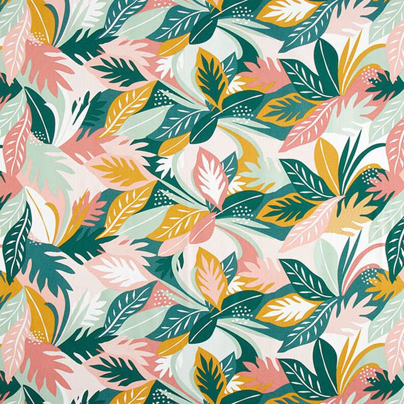 Tecido para decoração Sarja de algodão Esboços de folhas – rosa/verde escuro,  image number 1