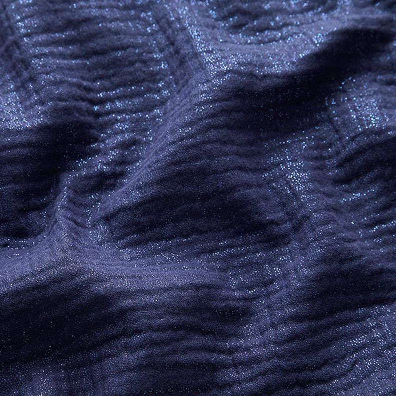 Musselina/ Tecido plissado duplo Pintas brilhantes finas| by Poppy – azul-marinho,  image number 3