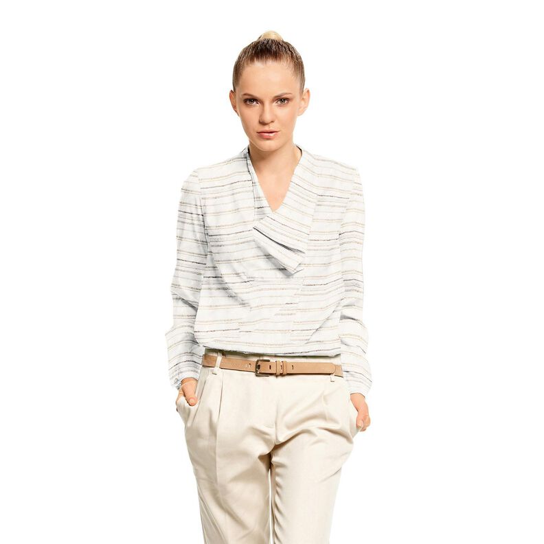 Tecido para blusas Riscas irregulares – branco,  image number 5