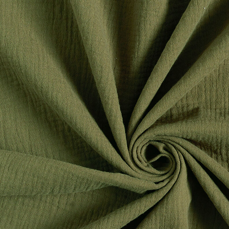 Musselina/ Tecido plissado duplo – oliva,  image number 1