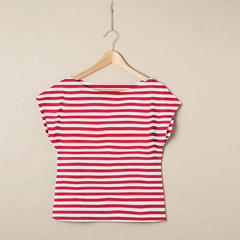 Jersey de algodão Riscas largas – vermelho/branco,  image number 6