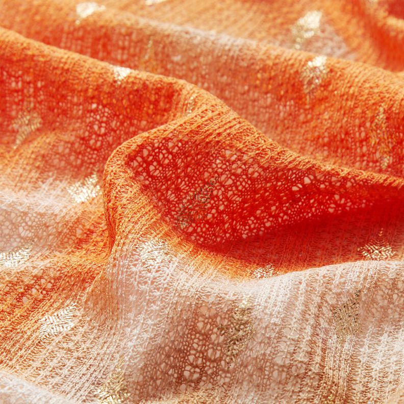 Renda em tricot Batik e losangos dourados – bege/laranja-pêssego,  image number 2