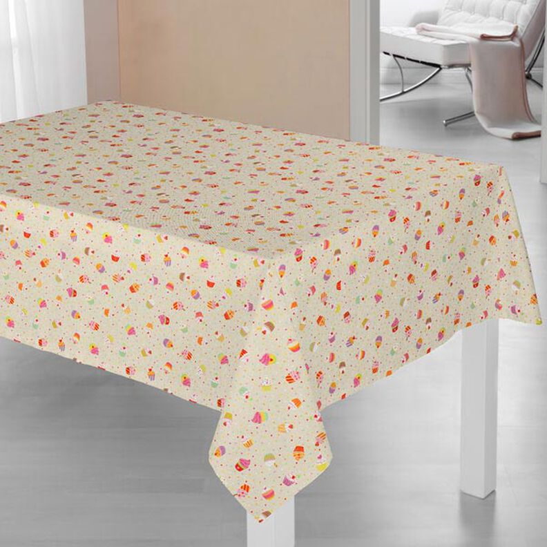 Tecido para decoração Meio linho Panamá Muffins coloridos – natural,  image number 6