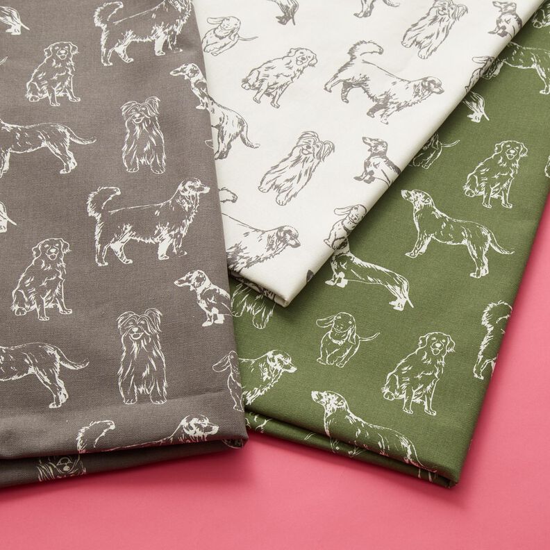 Tecido para decoração Lona Cães – creme/cinzento,  image number 5