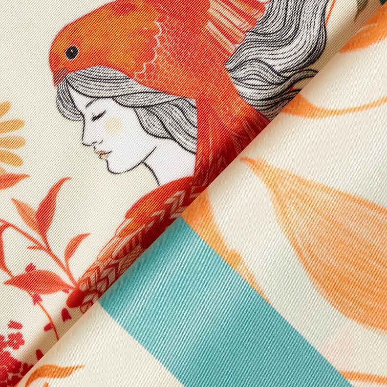 Painel de cetim Pássaros e fadas | Katia Fabrics – azul marinho/creme,  image number 4