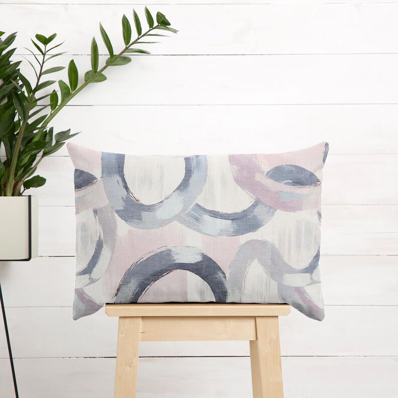 Tecido para decora&ccedil;&atilde;o Meio linho Panam&aacute; An&eacute;is abstratos &ndash; vermelho violeta p&aacute;lido/azul,  image number 7