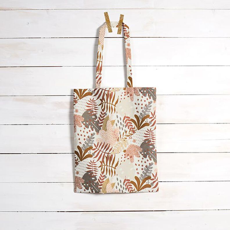 Tecido de algodão Cretone Plantas da selva abstratas – terracota/damasco,  image number 7