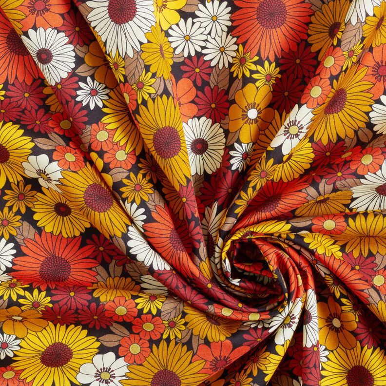 Tecido de viscose Flores de verão – amarelo-sol/preto,  image number 3
