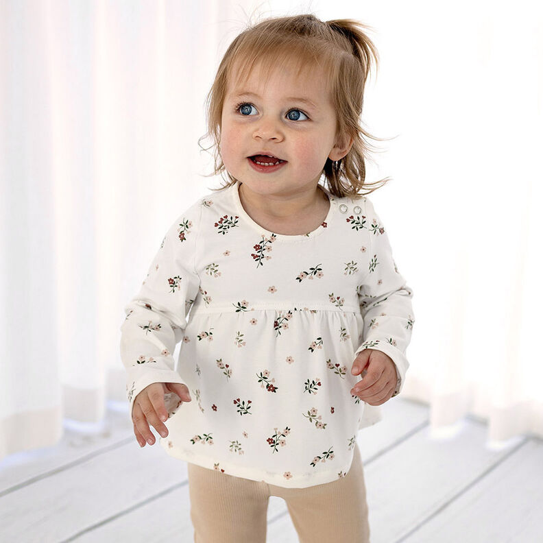 Jersey de algodão Flores e corações – branco sujo,  image number 8