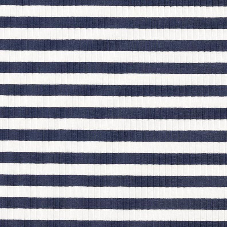Jersey canelado Riscas diagonais com fio tingido – branco sujo/azul-marinho,  image number 1