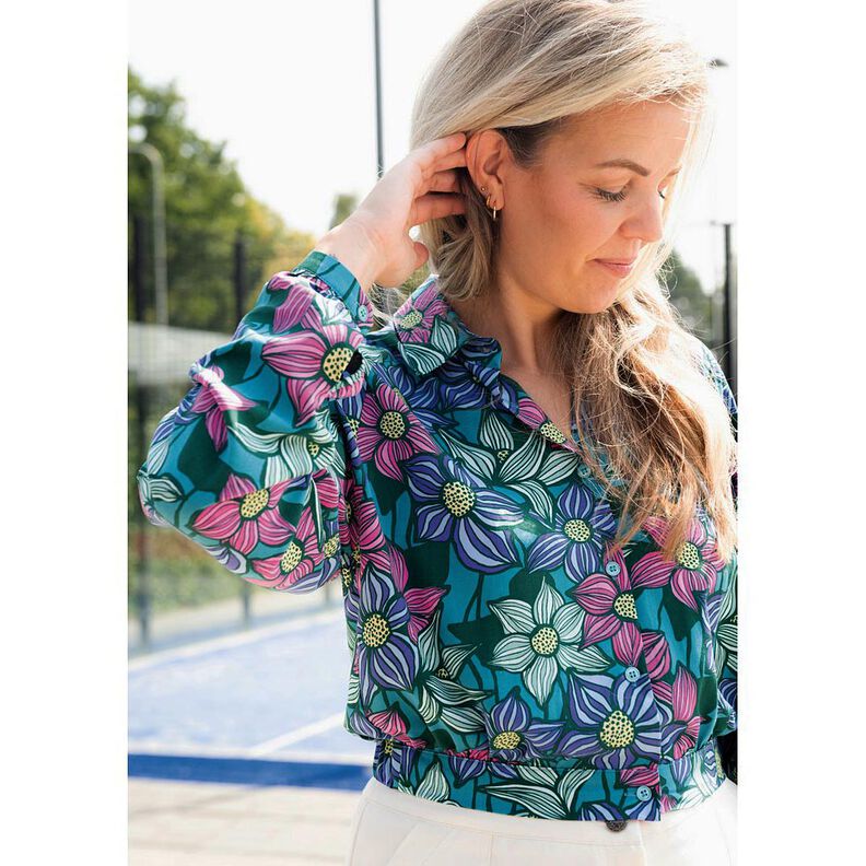 LENZING&trade; EcoVero&trade; Tecido de viscose Flores | Poppy Fabrics &ndash; merlot/damasco,  image number 5