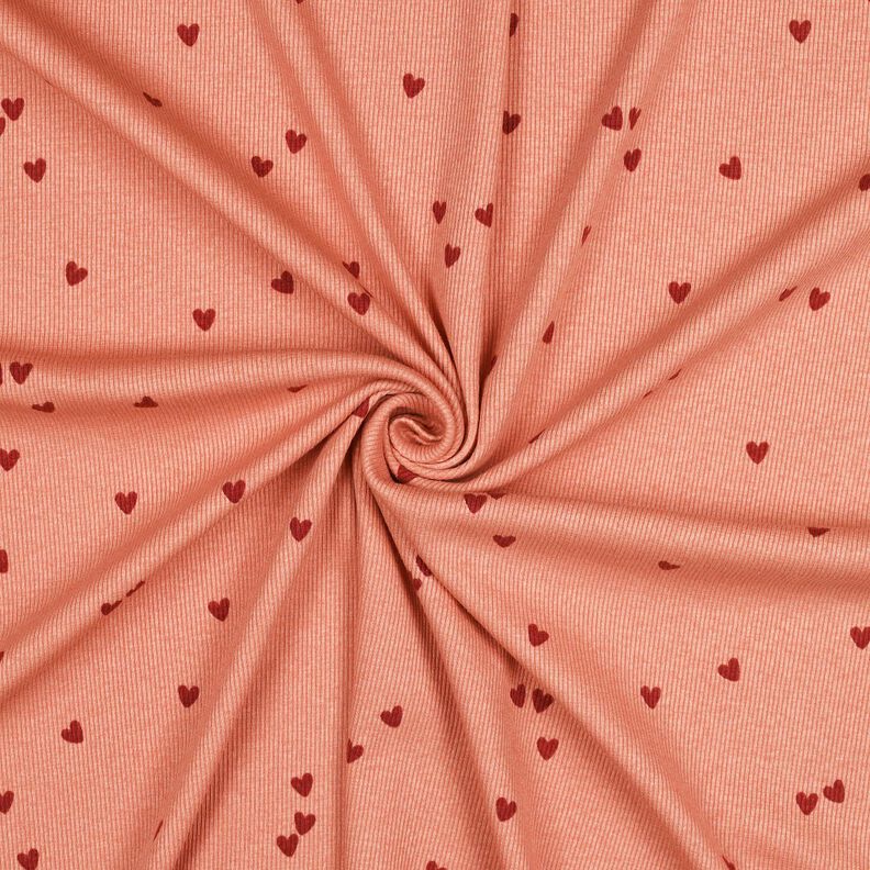 Jersey canelado Corações dispersos | Poppy Fabrics – salmão/vermelho escuro,  image number 3