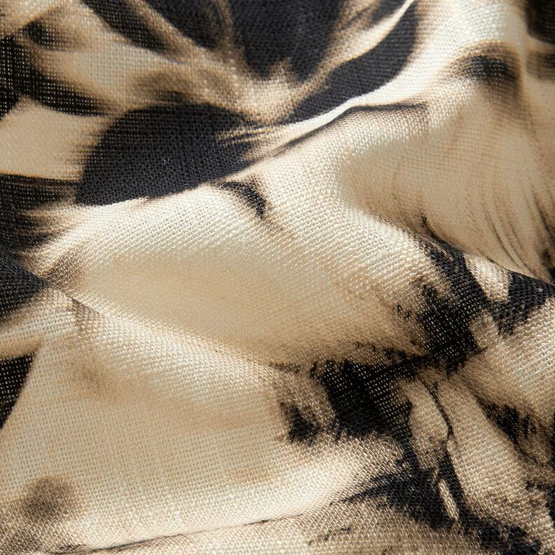Mix de linho e viscose Flores esbatidas Impress&atilde;o digital &ndash; bege claro/preto,  image number 2