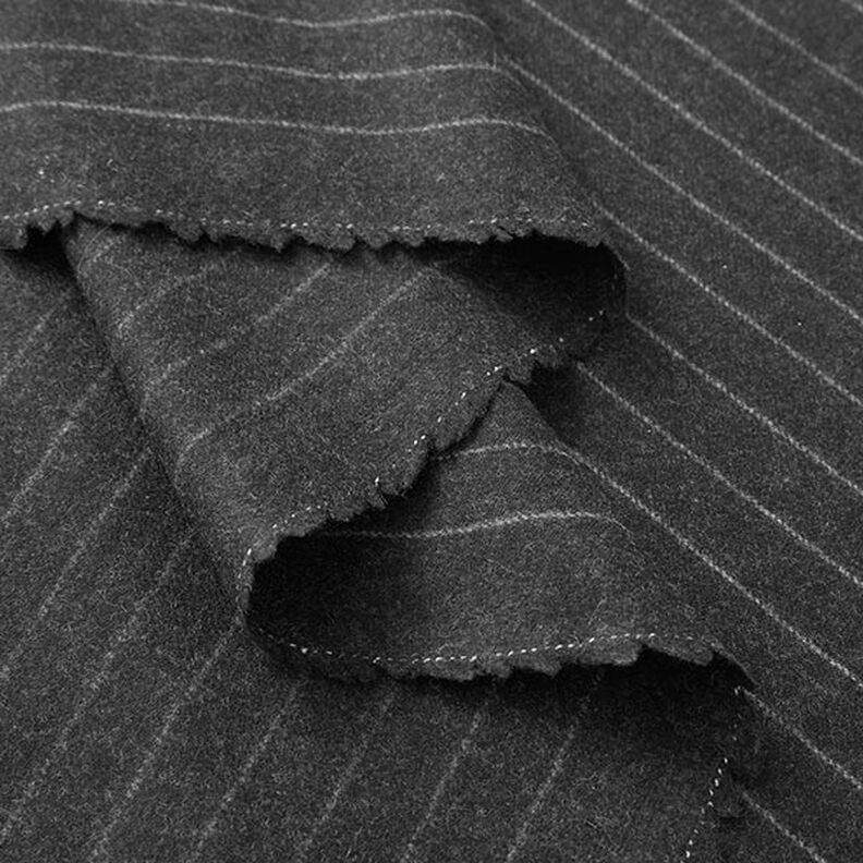 Tecido de lã Riscas de giz largas – granito,  image number 3